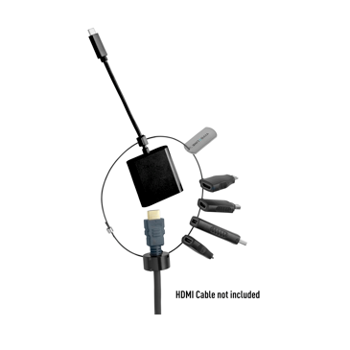 Adapterring (VIVOL) med microHDMI, miniHDMI, Displayport, Minidisplayport/Thundelrbolt +USB-C til HDMI.